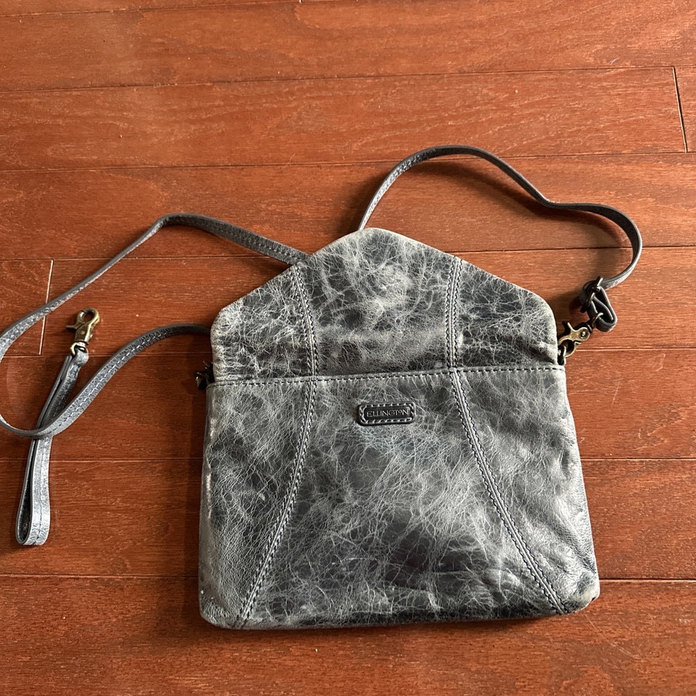 Ellington Blue Leather Distressed Crossbody AND Wristlet Bag 6x10 - Picture 6 of 9